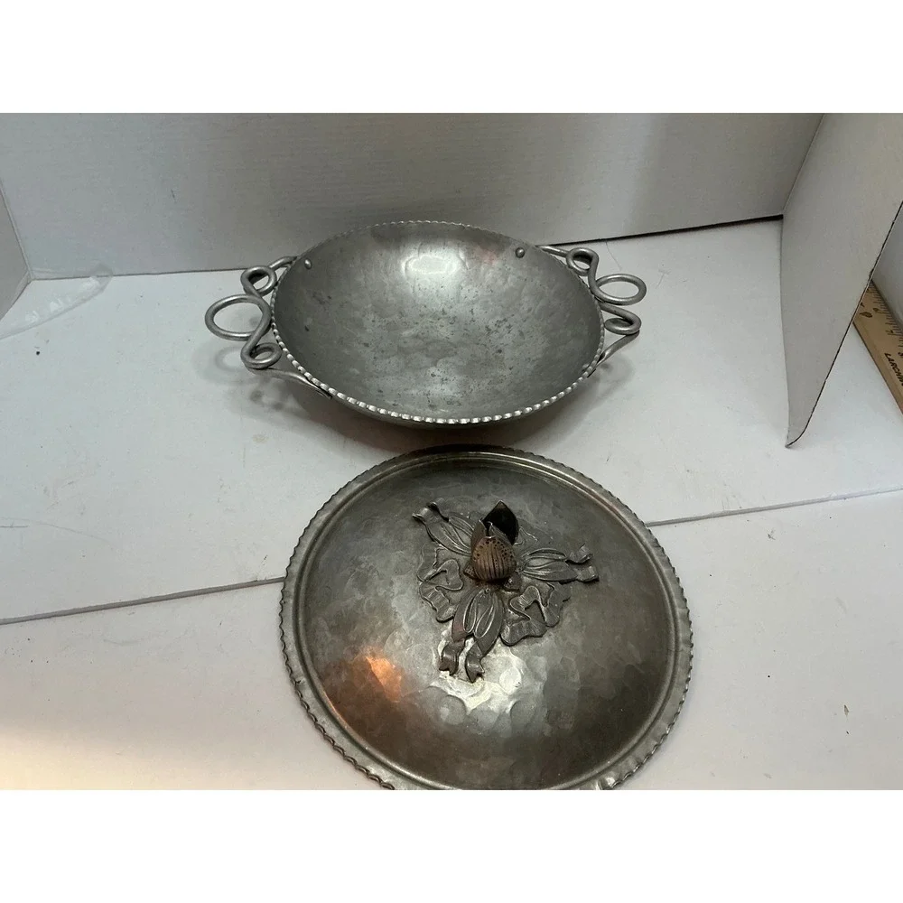 Vintage Buenilum Hammered Aluminum Casserole Dish Krischer Rodney Kent Lid